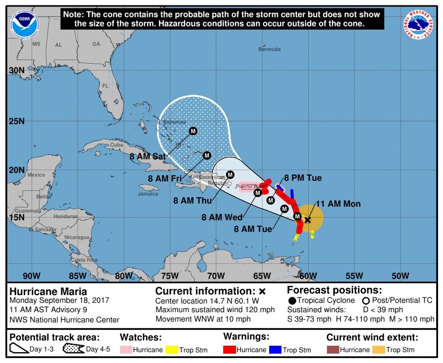 MARÍA YA ES HURACÁN DE CATEGORÍAA 1