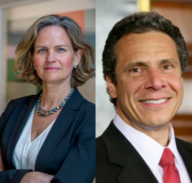 Laura Curran y el Gobernador de Nueva York, Andrew Cuomo.
