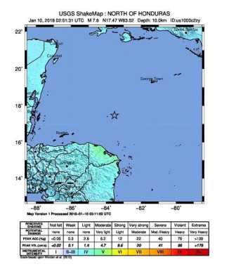 Honduras descarta la formación de un tsunami tras el fuerte terremoto en el Caribe