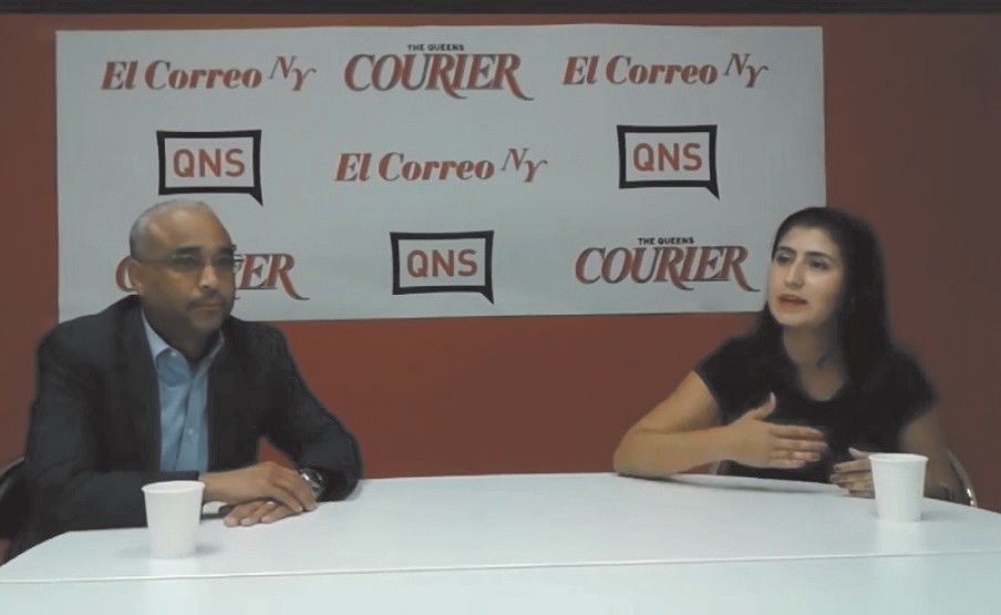 Senador José Peralta y Jessica Ramos en foro bilingüe de candidatos. (Captura de pantalla del video en vivo de Facebook)