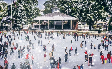Inauguran pista de patinaje en Farmingdale Village Winter Wonderland
