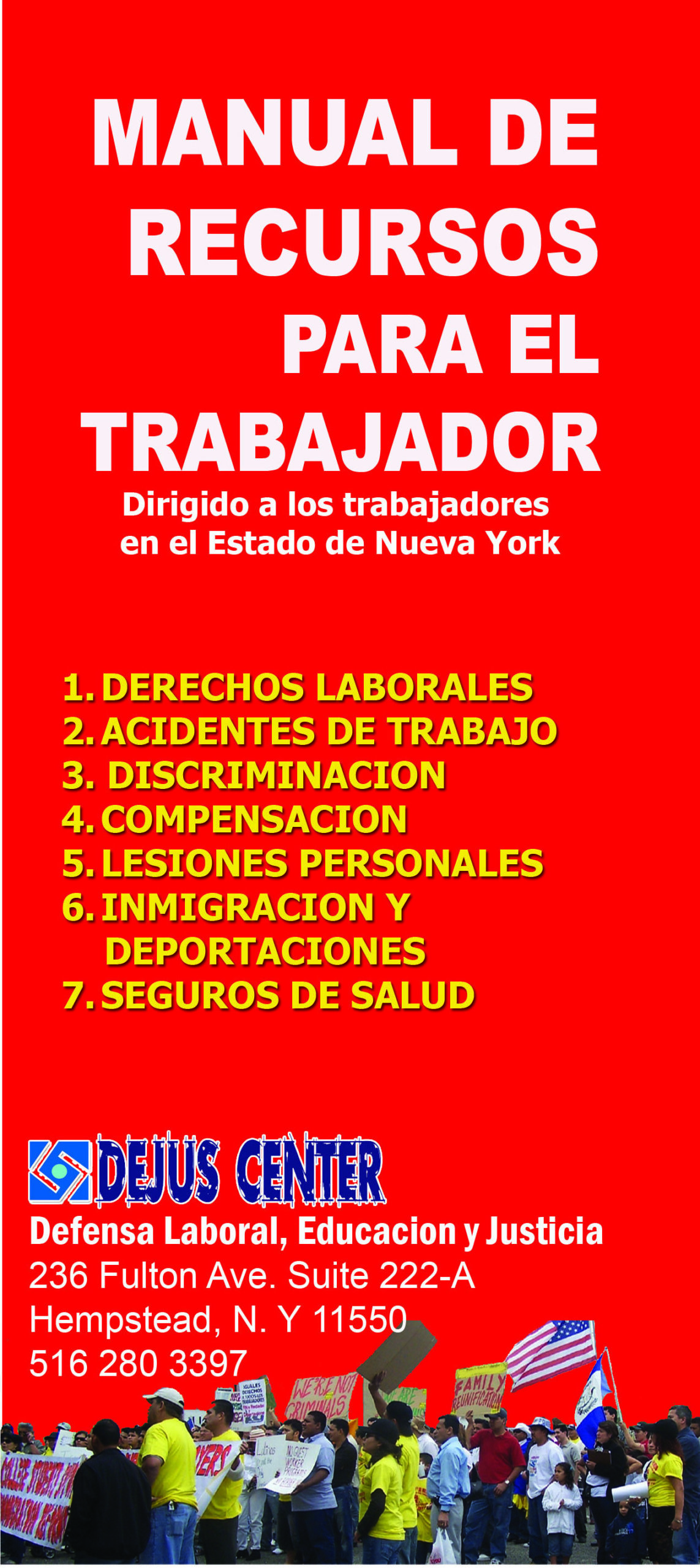 Dejus Center anuncia talleres sobre derechos laborales en Brentwood y Hempstead