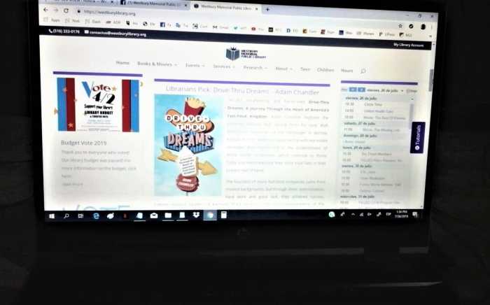Escuela de verano en la página web de la Biblioteca de Westbury