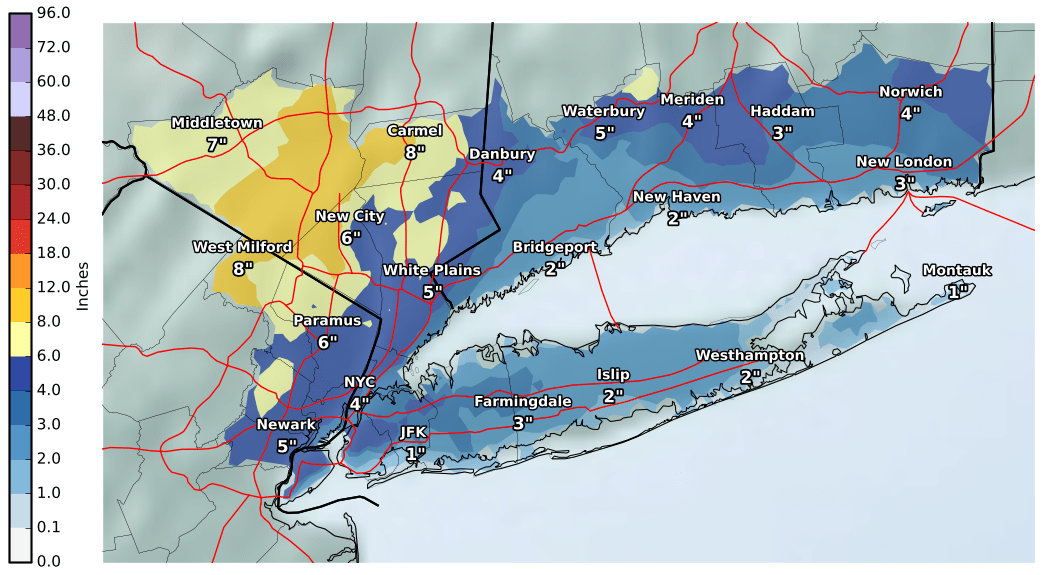 Tormenta de nieve causa condiciones de carreteras resbaladizas en Long Island