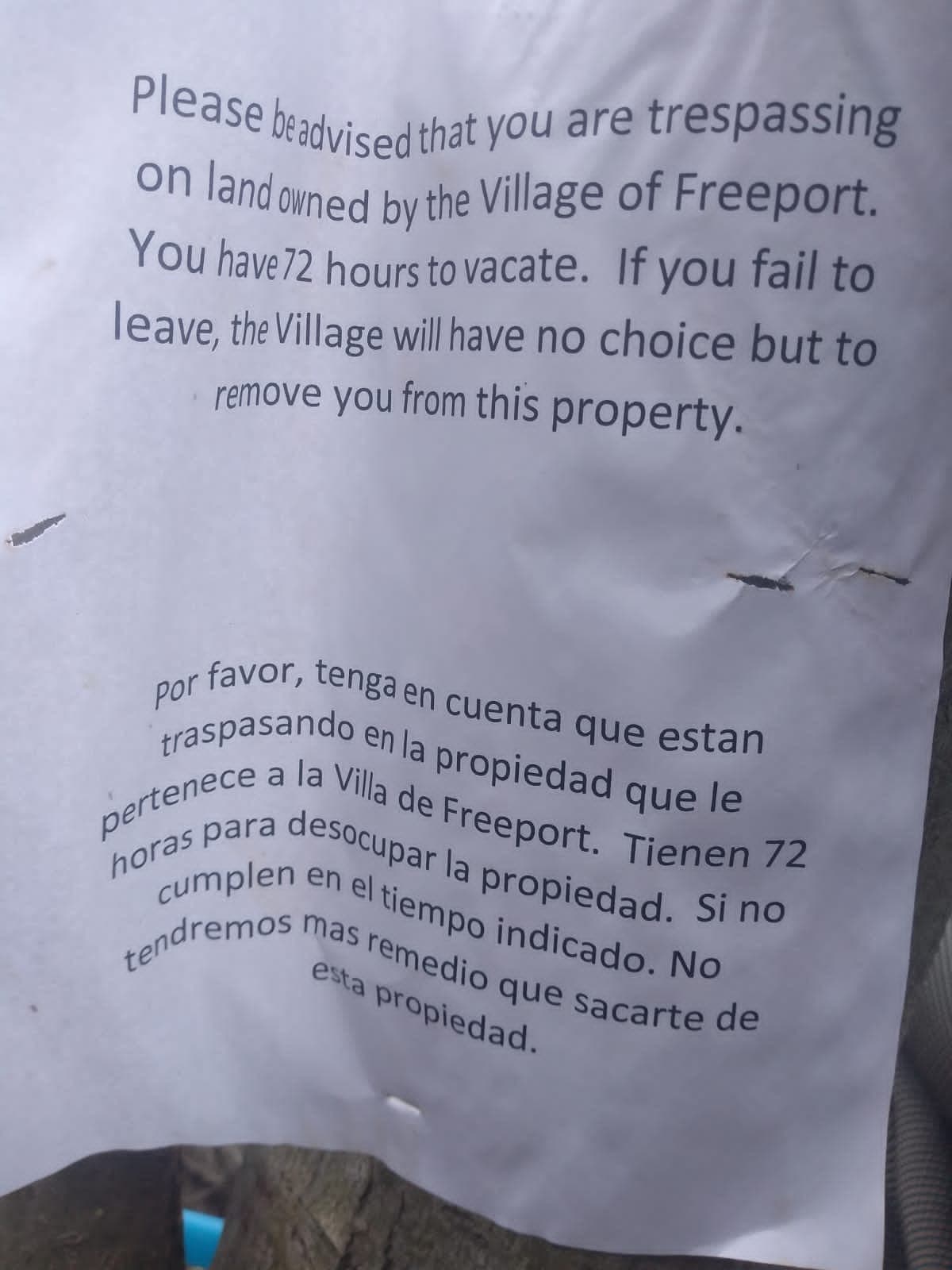 Desalojan a jornaleros hispanos en la Villa de Freeport
