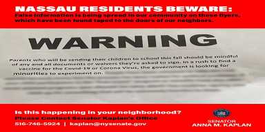 Alertan en Nassau sobre aparición de cartas con información falsa de la vacuna de Coronavirus