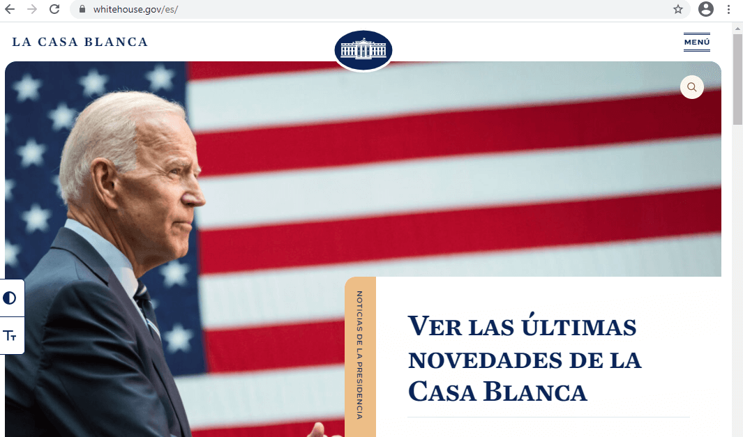 La web de Casa Blanca recupera el español tras 4 años de ausencia por Trump