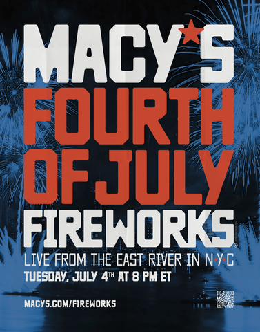 Fuegos artificiales del 4 de julio de Macy's, especial de entretenimiento de dos horas que se transmite en vivo por NBC y Peacock, el martes 4 de julio de 2023 de 8 p. m. a 10 p. m. ET/PT, 7 p. m. a 9 p. m. CT/MT. Los fuegos artificiales del 4 de julio de Macy's se lanzarán desde el East River aprox. 9:25 p. m. hora del Este.