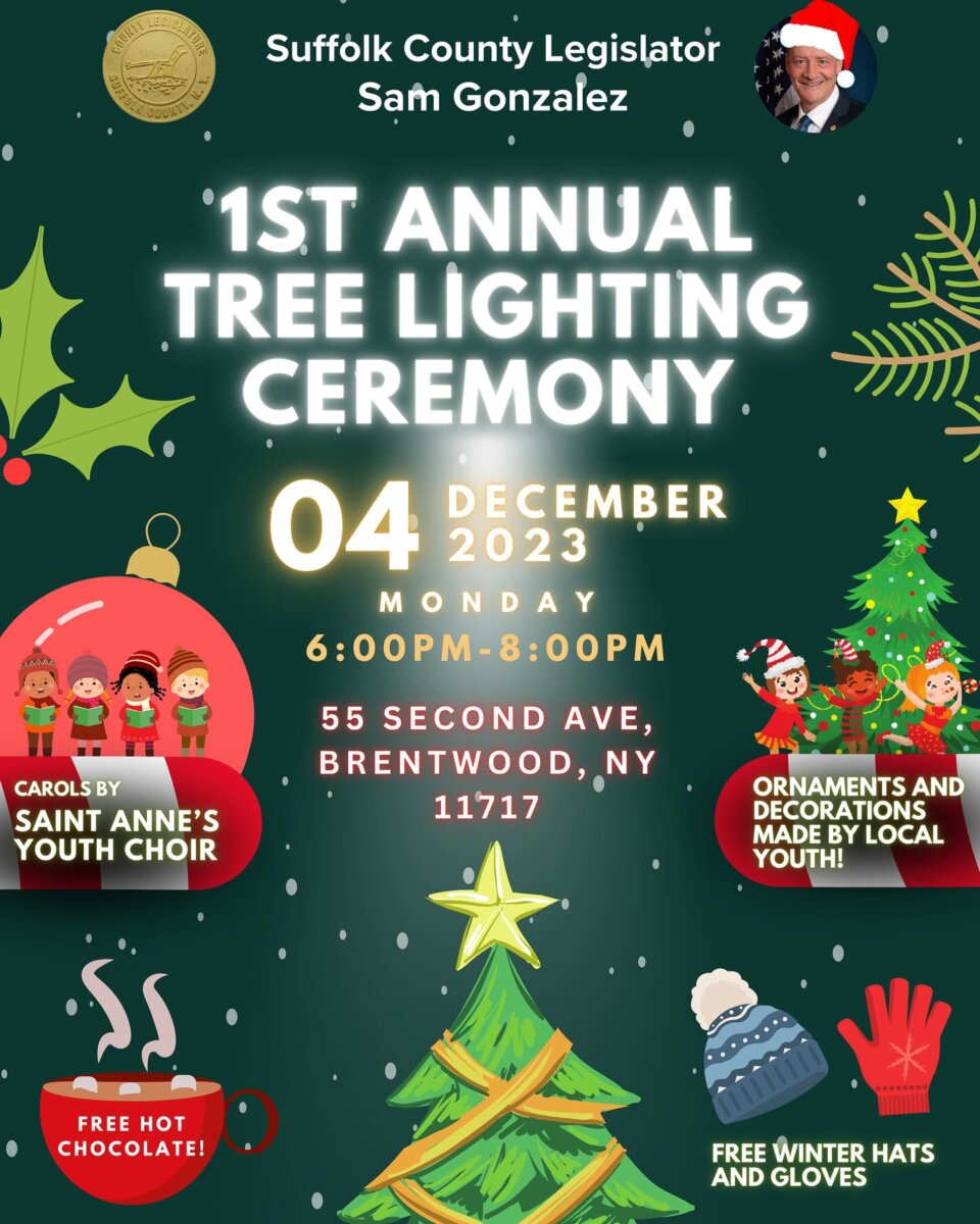 Legislador Gonzalez presenta 1ra. ceremonia de iluminación del árbol de Navidad en Brentwood