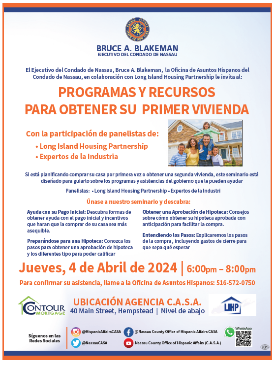 Eventos en Nassau: Seminario para compradores de vivienda y Noche de cine gratis