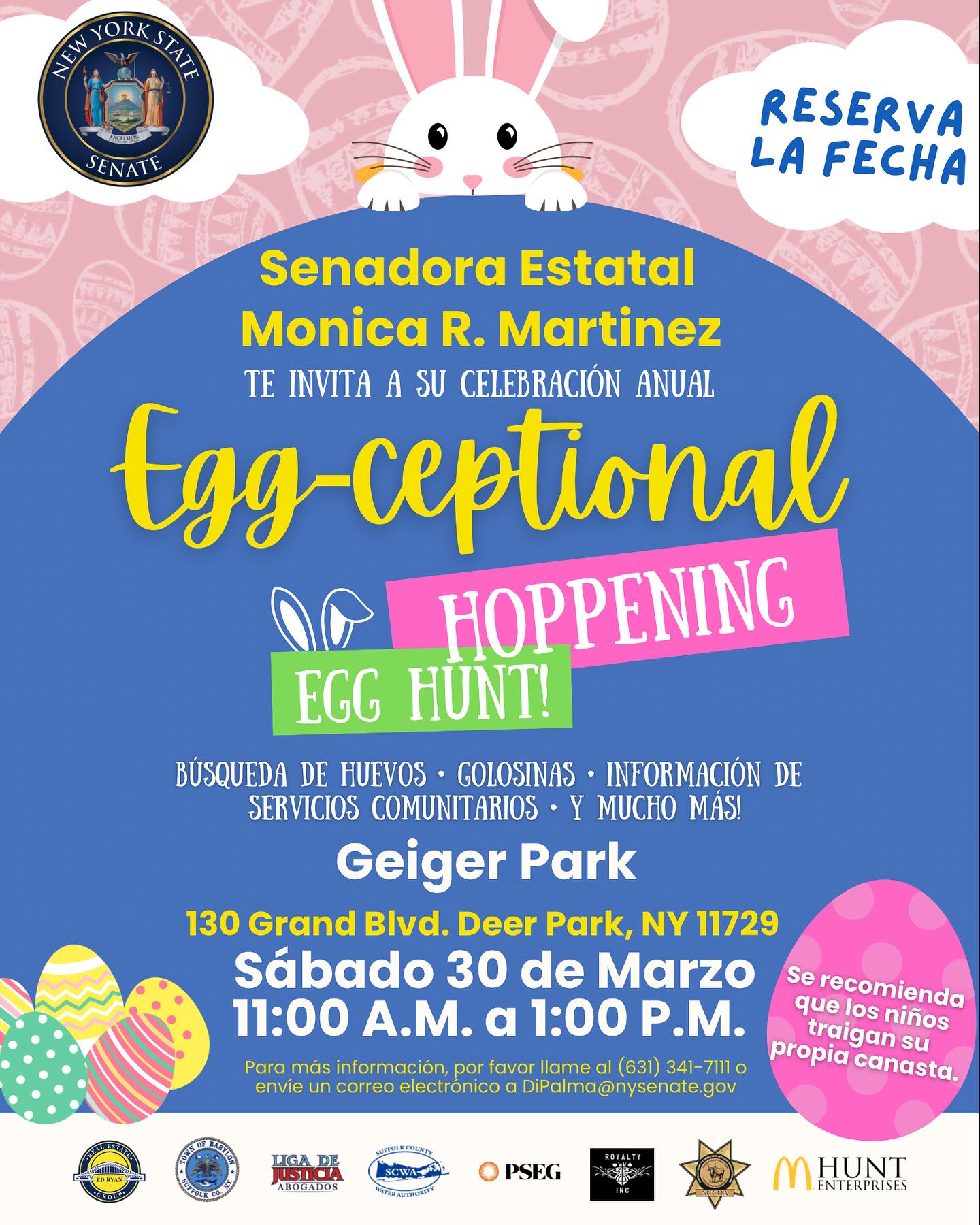 Senadora Martínez invita a la Búsqueda de Huevos de Pascua
