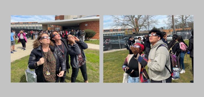 Estudiantes de Uniondale experimentan el eclipse solar con actividades educativas y visualización segura