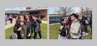 Estudiantes de Uniondale experimentan el eclipse solar con actividades educativas y visualización segura