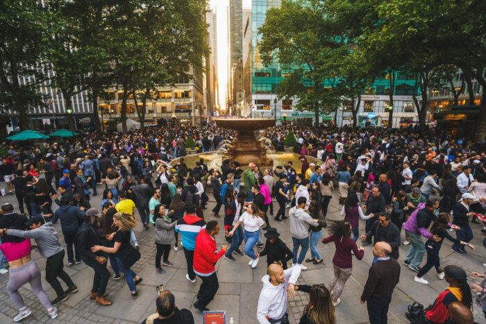 Dance Party Bryant Park, décimo aniversario, música en vivo, estilos de baile, cultura latina