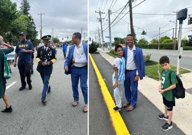 Legislador Solages marcha en desfile del Día de los Caídos en Elmont
