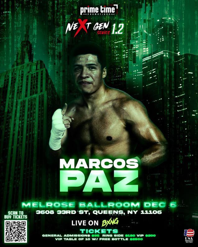 Marcos Paz, boxeador hispano regresa al ring para continuar su camino invicto