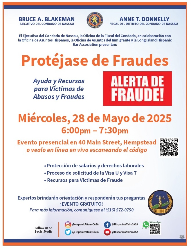 Gobierno de Nassau invita a taller informativo sobre fraudes