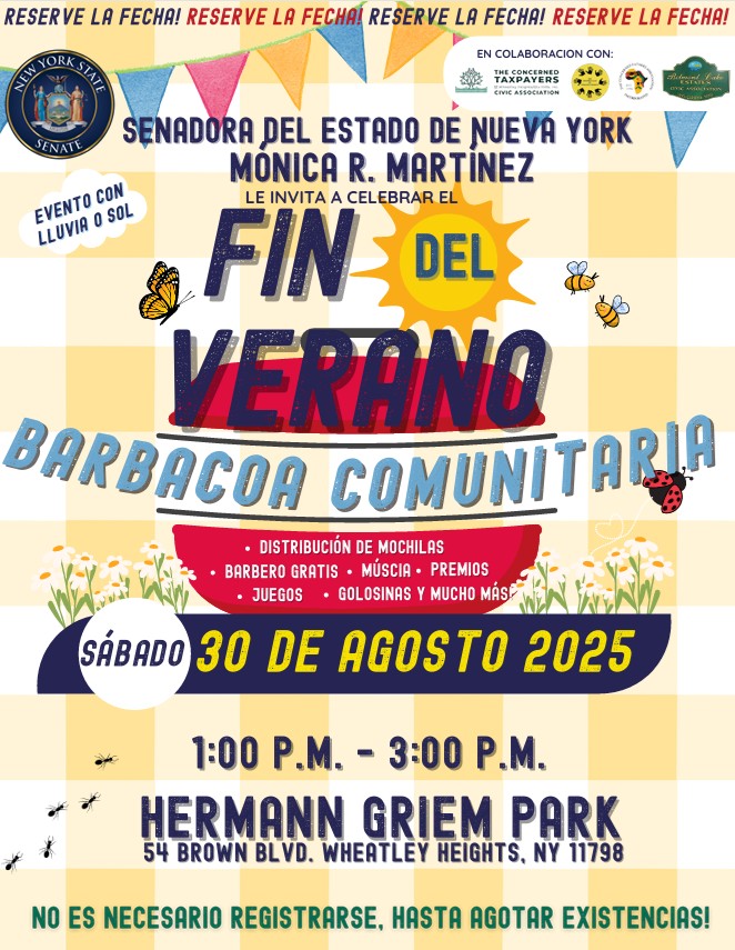 Senadora Martínez realiza barbacoa comunitaria y regalo de mochilas en Wheatley Heights