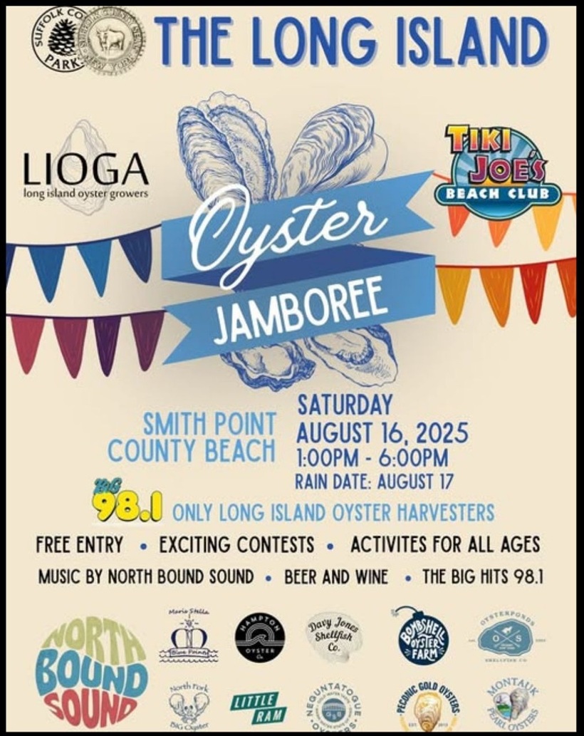 Anuncian el 1er. festival de ostras de Long Island en Smith Point County Park