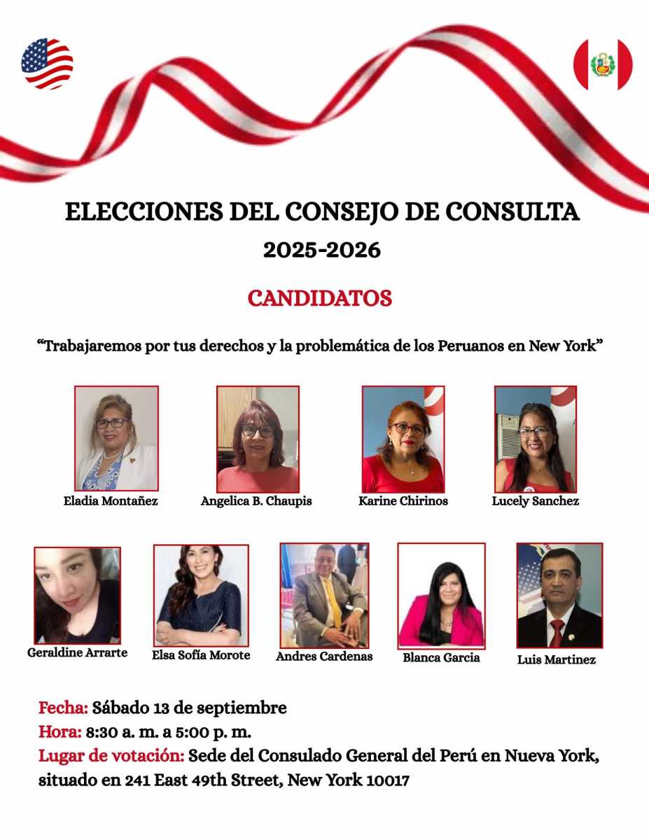Este sábado las elecciones para el Consejo de Consulta del Consulado Peruano en Nueva York