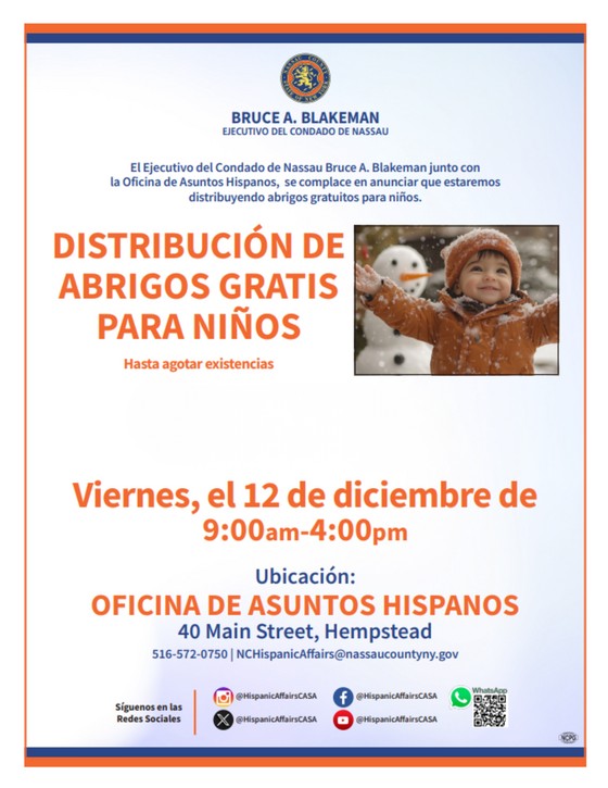Este viernes hay distribución de abrigos gratis para niños en Nassau