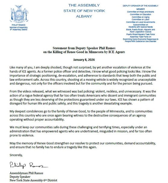 Vicepresidente Phil Ramos repudia el asesinato de Renee Good baleada por ICE