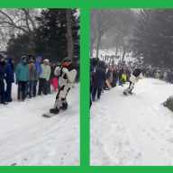 Campeón olímpico de snowboard Shaun White hace piruetas en la nieve de Central Park