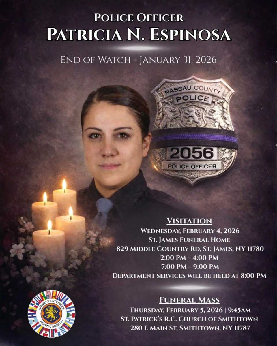 Honran legado de policía ecuatoriana Patricia Espinosa con banderas a media asta en condado de Nassau