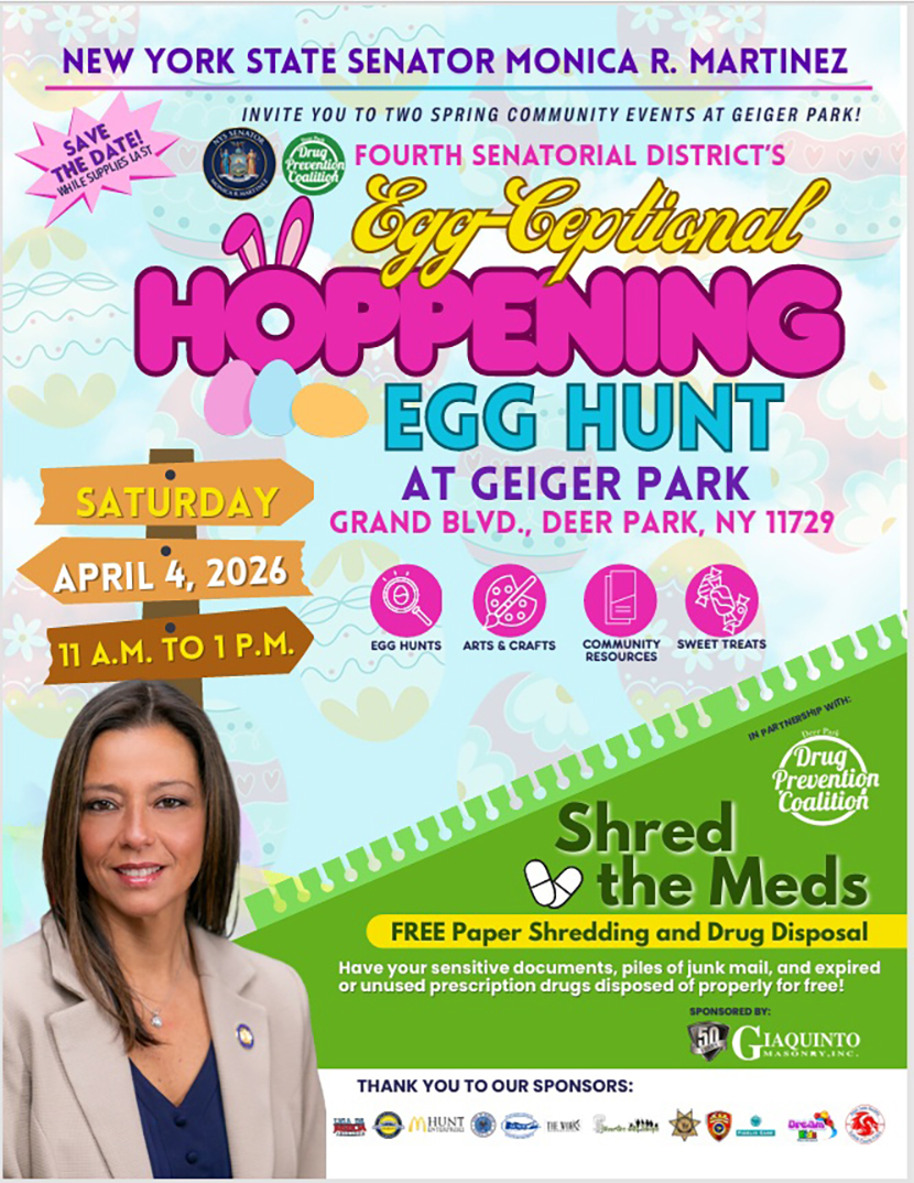 Senadora Martínez invita a su tradicional búsqueda de huevos de Pascua en Deer Park