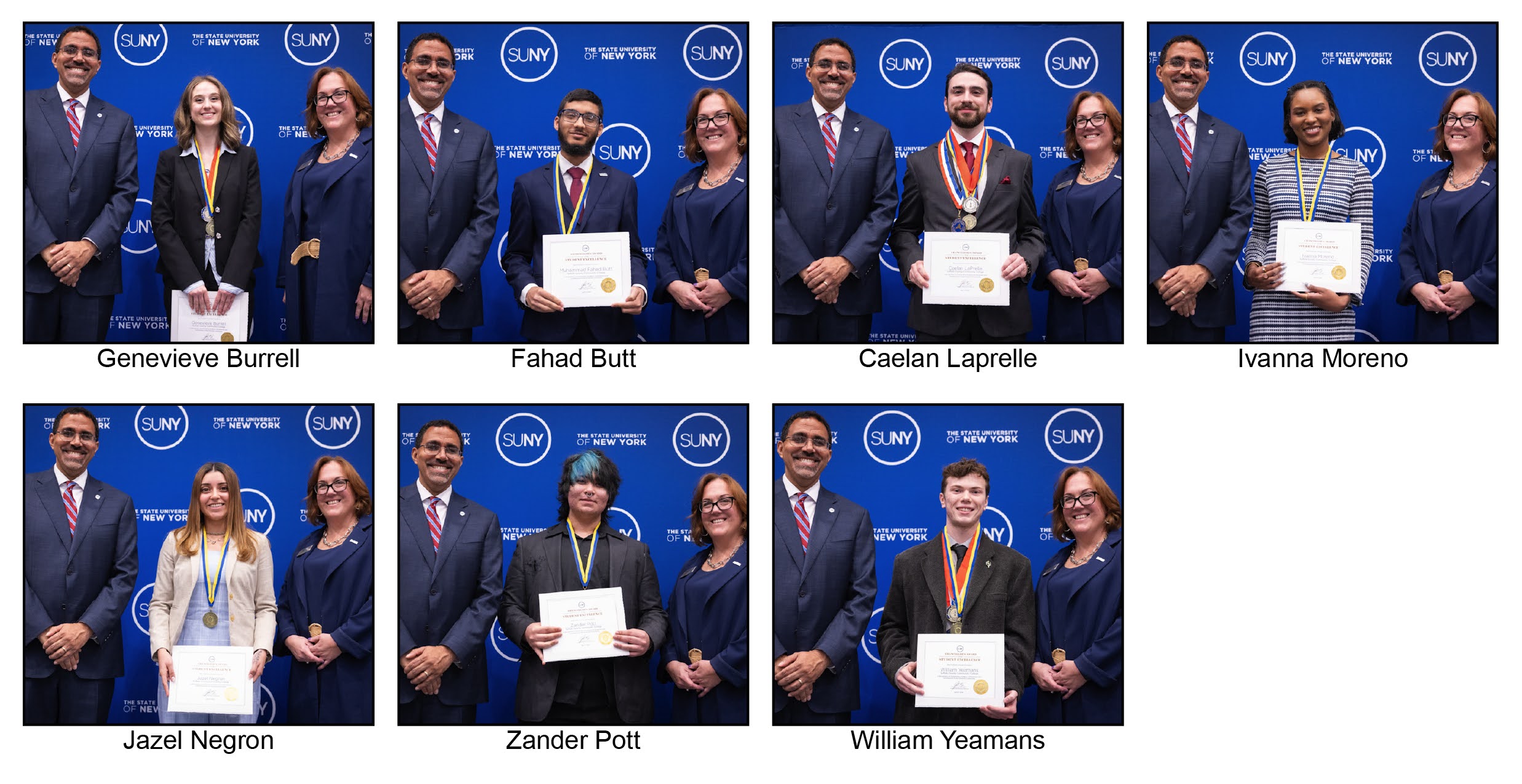 Ocho estudiantes de SUNY Suffolk reconocidos con el Premio del Canciller a la Excelencia Estudiantil