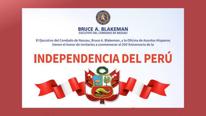 Condado de Nassau invita a la celebración de la Independencia del Perú
