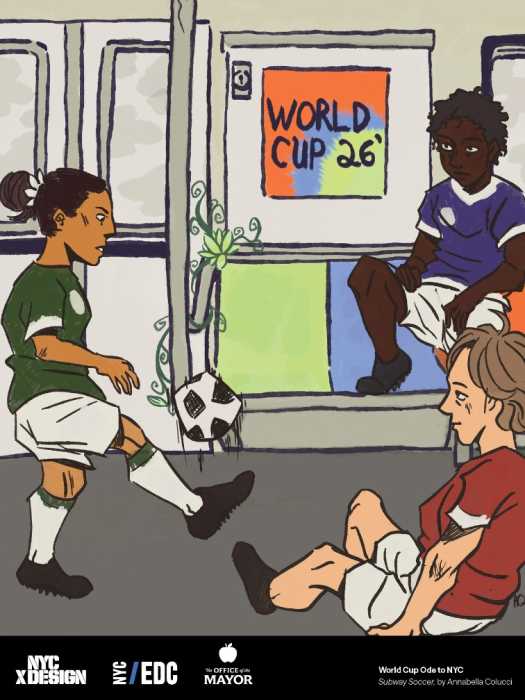 Estudiantes neoyorquinos ganadores del concurso de carteles de la Copa Mundial 2026