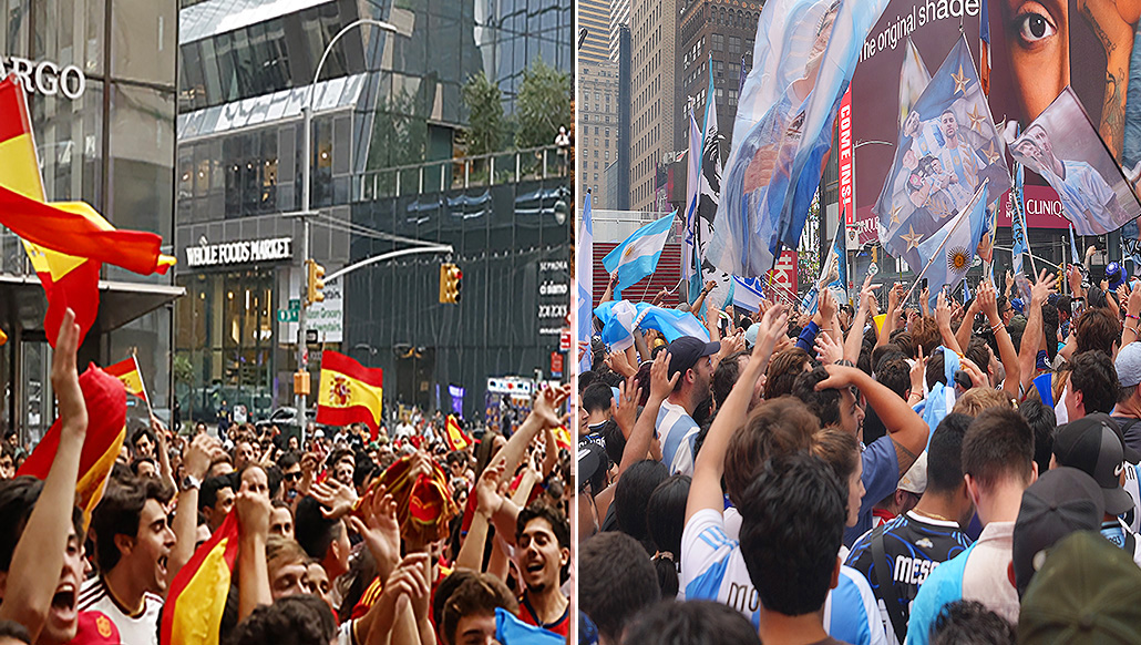 Argentinos y españoles se toman Times Square ansiando el título en la gran final