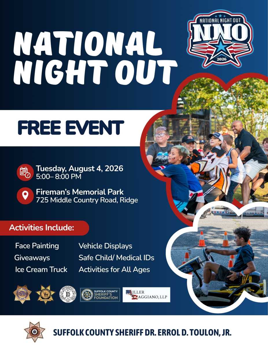 Sheriff de Suffolk organiza evento “National Night Out” junto con el Town de Brookhaven