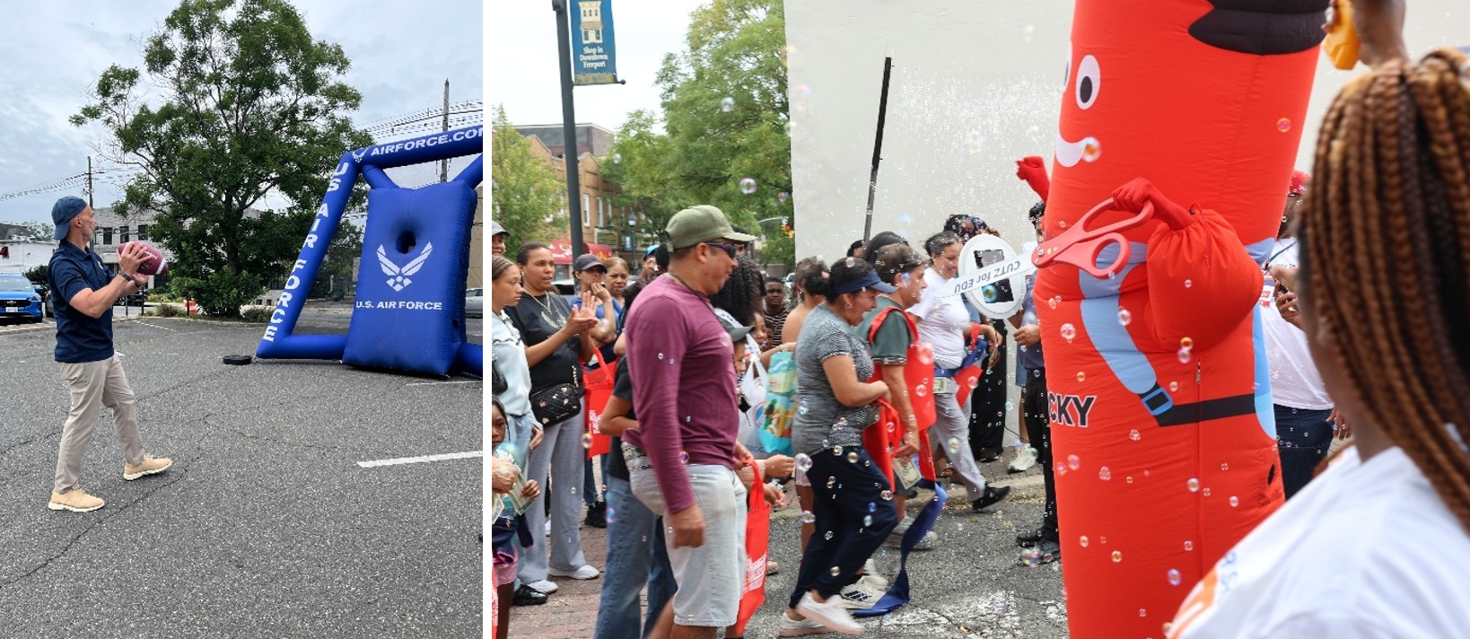 Regalaron cientos de mochilas, útiles escolares y zapatillas en Freeport