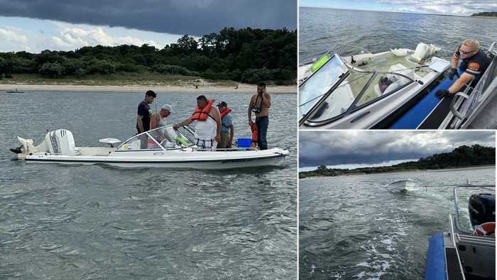 La policía de Suffolk rescata a 5 pescadores que se hundían en Long Island Sound