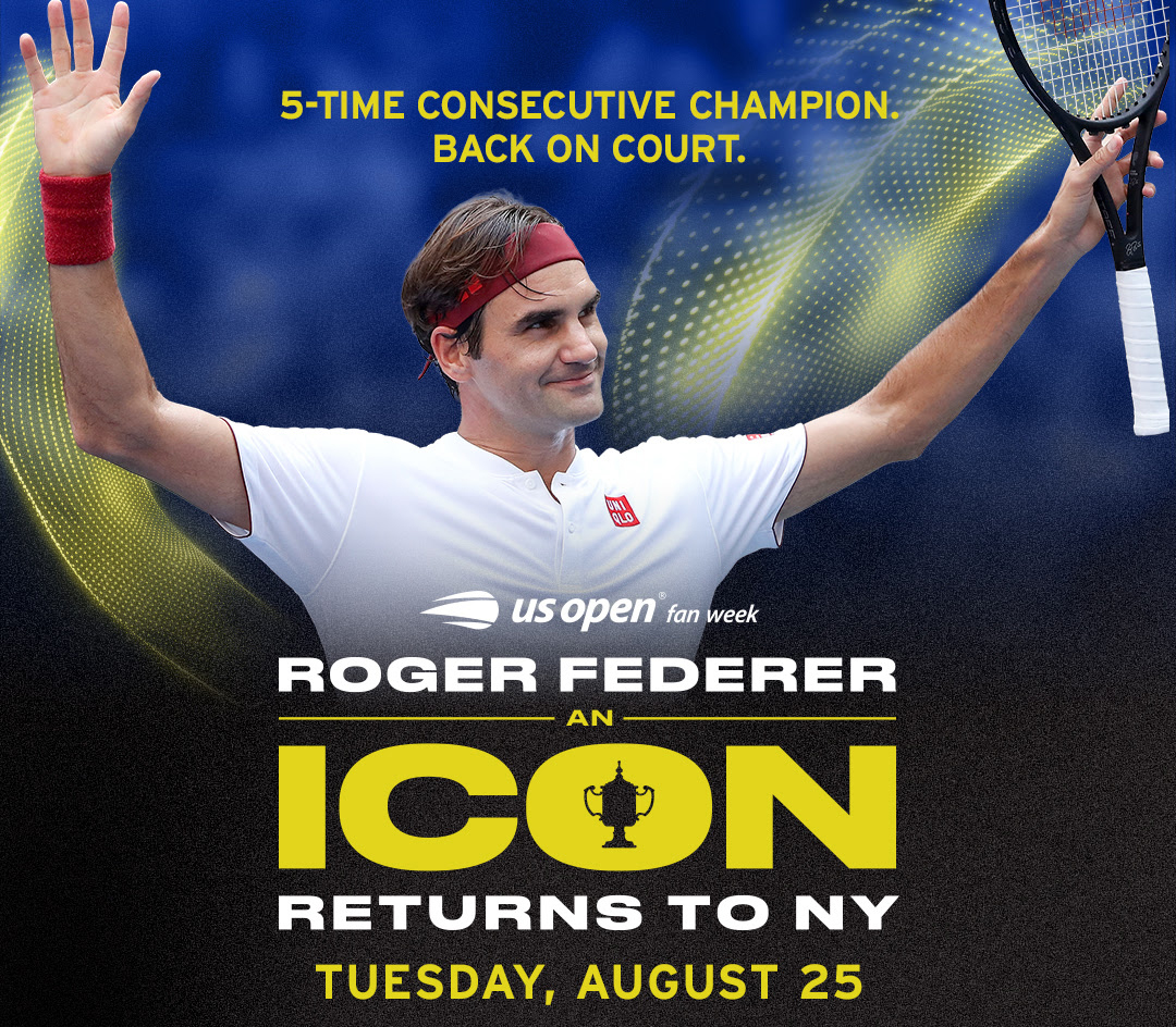 Roger Federer regresa a la pista del US Open en gran noche de exhibición en Flushing