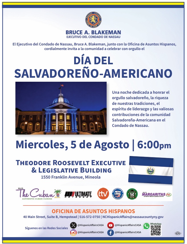 Condado de Nassau invita a la comunidad a celebrar el Día del Salvadoreño-Americano