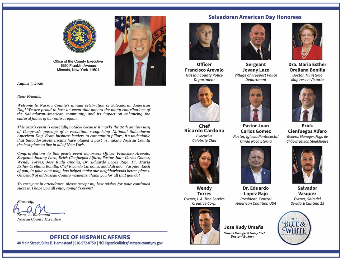 Condado de Nassau invita a la comunidad a celebrar el Día del Salvadoreño-Americano