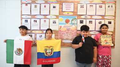 Estudiantes de primaria de Copiague destacan a figuras hispanas que han marcado la historia